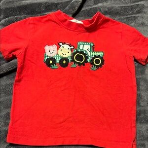 Red and Green Tractor Graphic Short Sleeve Tee